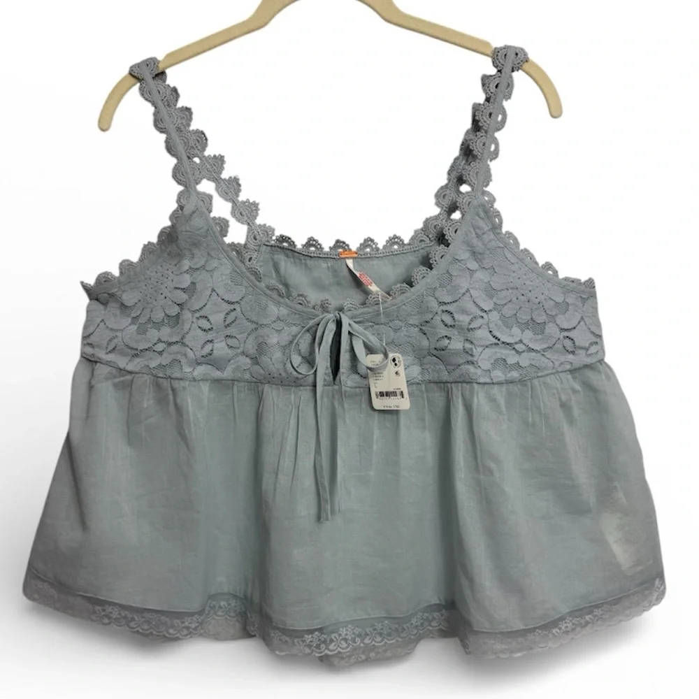 Free People Women's Stevie Lace-Trim Sleeveless Tank Top, Size LARGE - Picture 2 of 13
